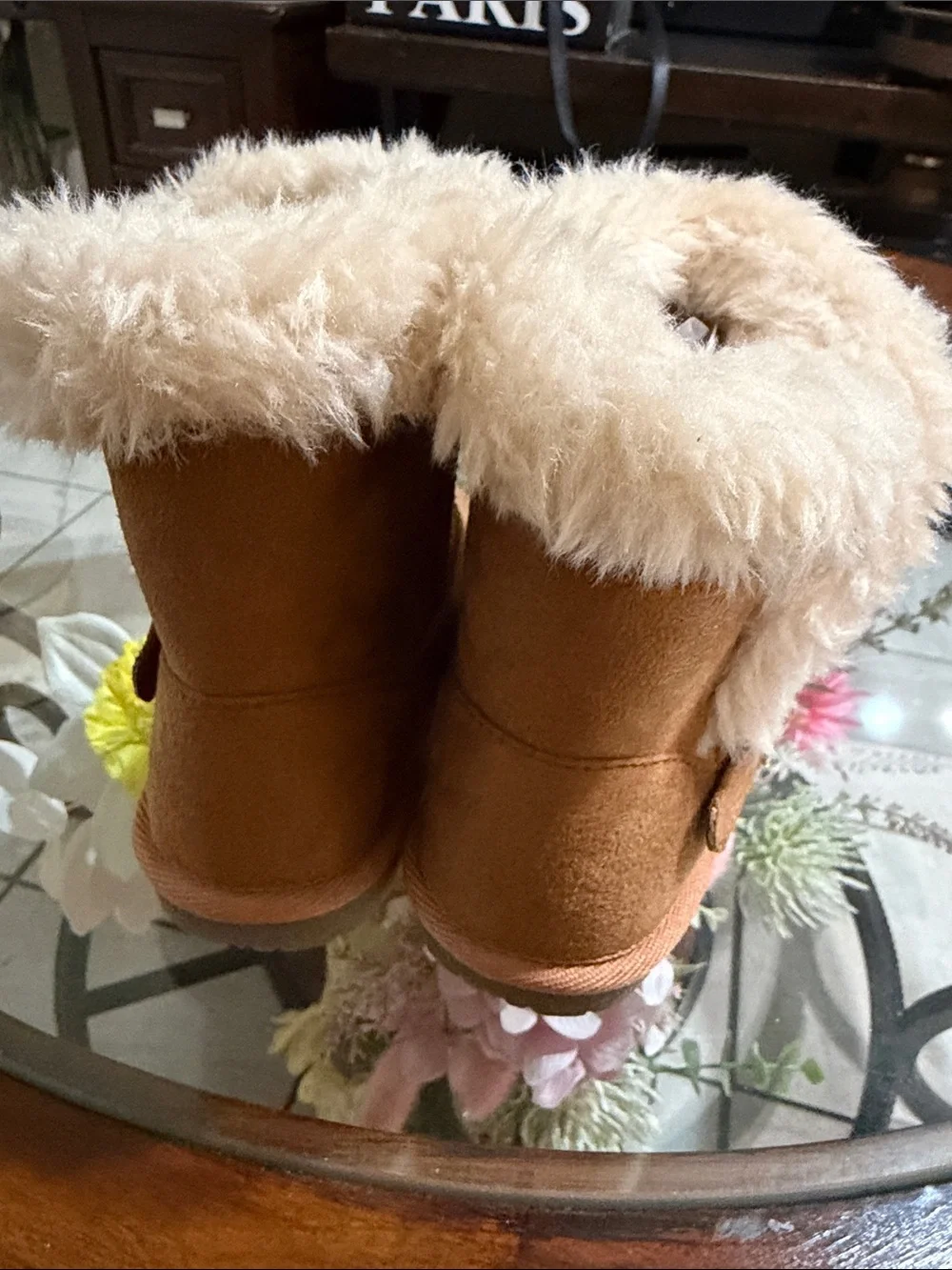 The Children's Place Chestnut Faux-Suede Shearling Cuffed kidsSlippers